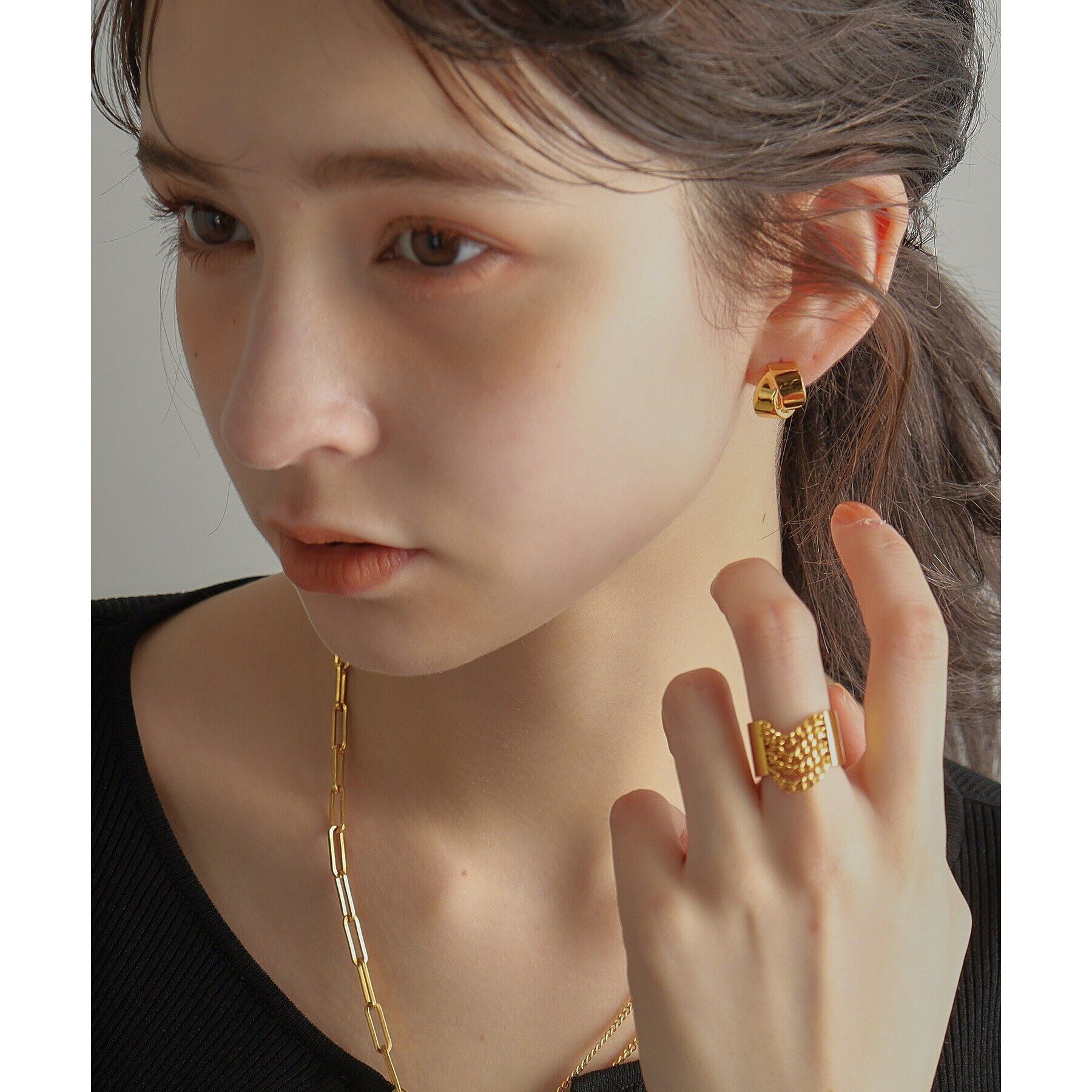 COCOSHNIK ONKITSCH「シルバー ドレープルーズ チェーンリング GP」|リング|