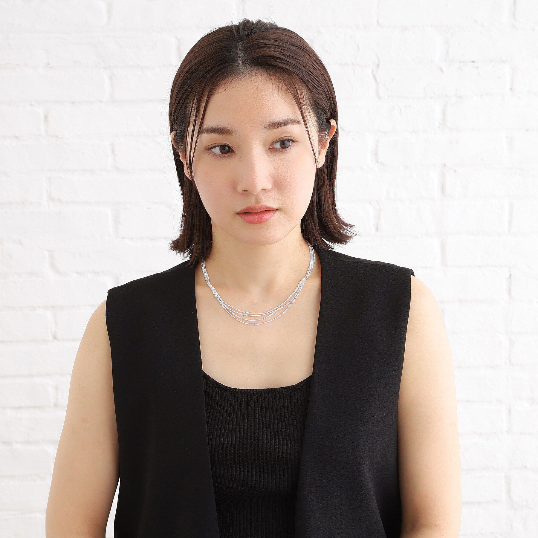 COCOSHNIK ONKITSCH「シルバー カーブチェーン レイヤード ネックレス」|ネックレス|