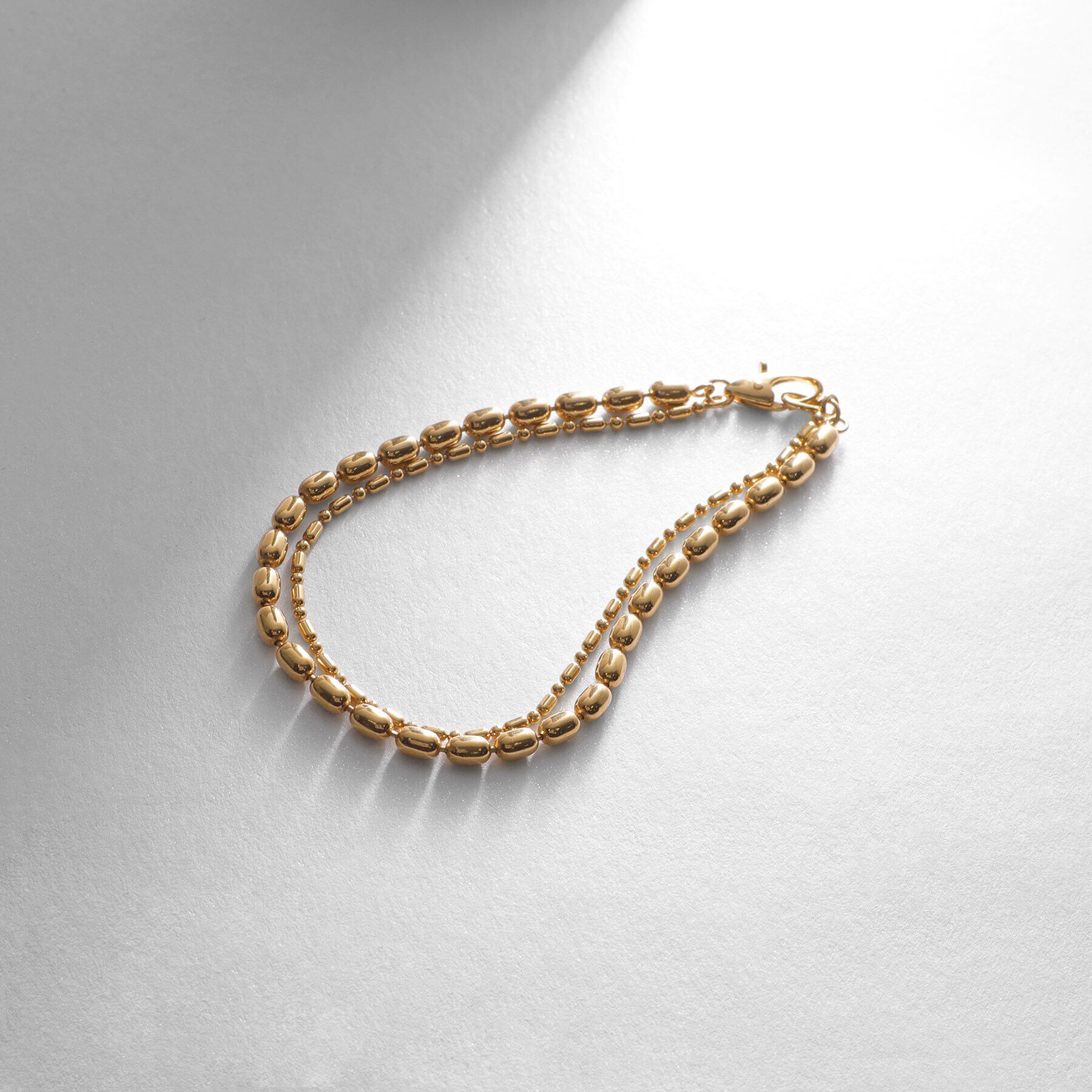 COCOSHNIK ONKITSCH「シルバー コンビネーションチェーン オーバルボール シリンダー ブレスレット GP」|ブレスレット・バングル|