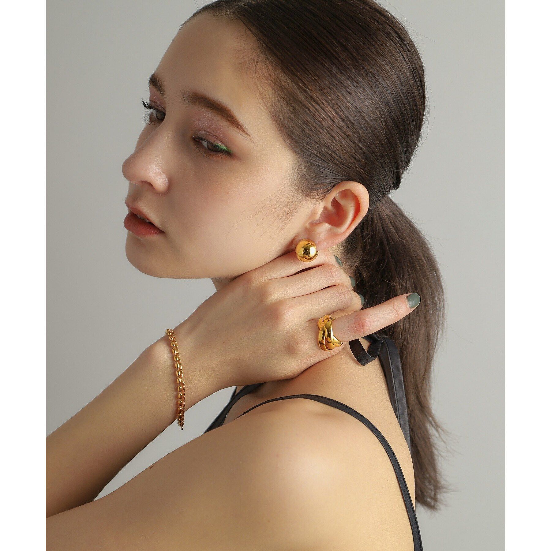 COCOSHNIK ONKITSCH「シルバー コンビネーションチェーン オーバルボール シリンダー ブレスレット GP」|ブレスレット・バングル|