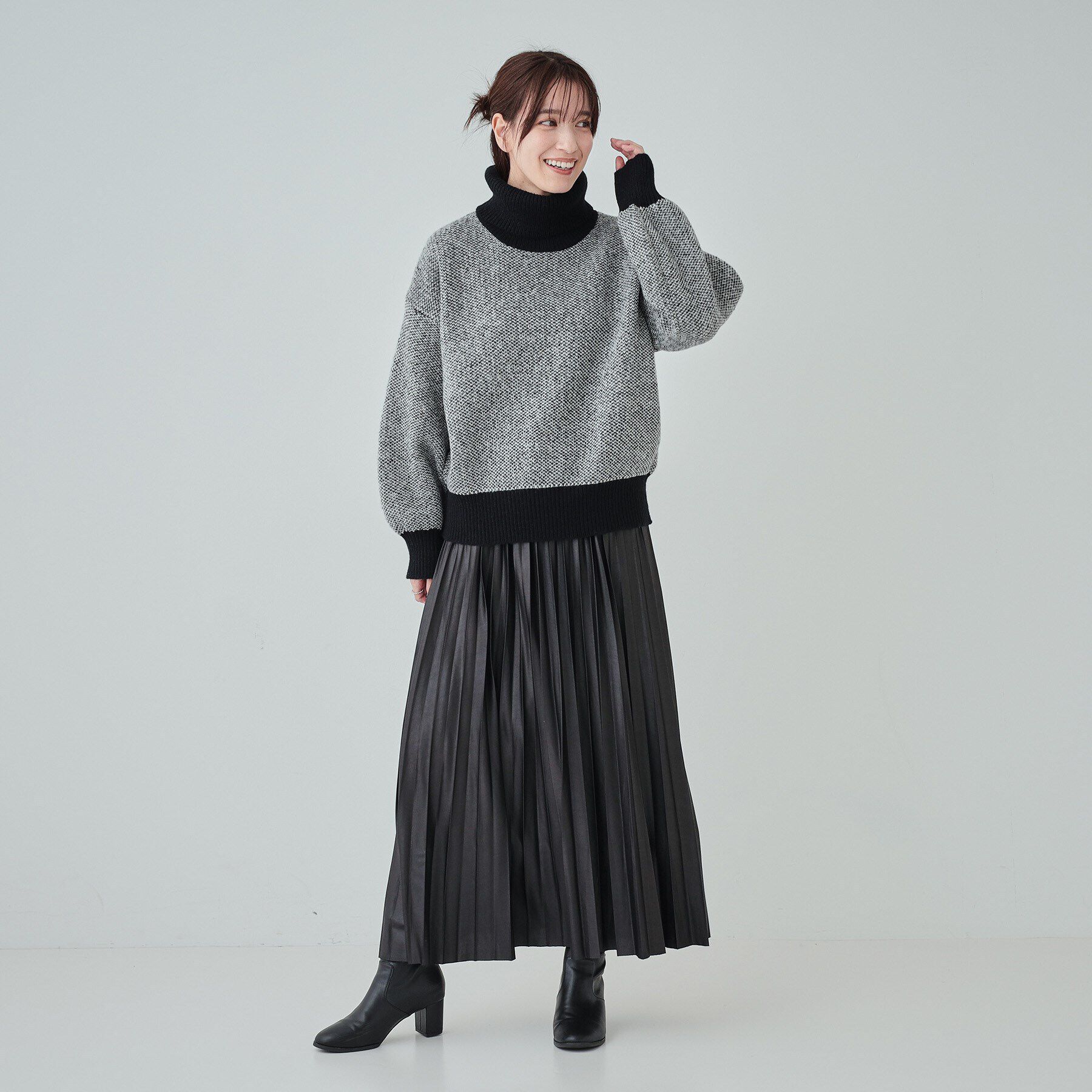 SHOO･LA･RUE「【S-LL】さりげないラメ感 配色ジャカード タートルネックニット」|ニット・セーター|