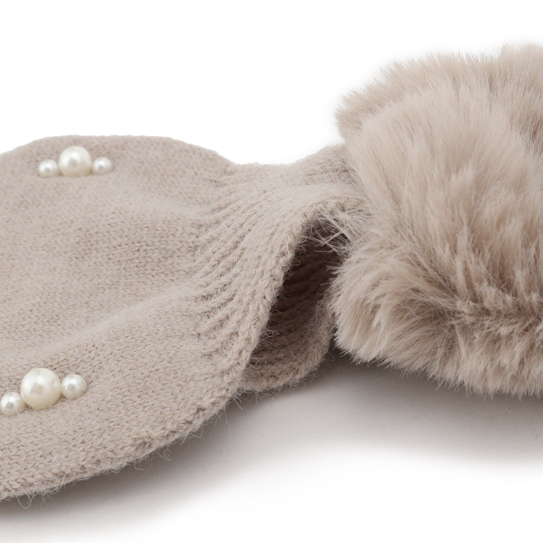 SHOO･LA･RUE「ファー&times;パール風付きニットティペット」|ストール|