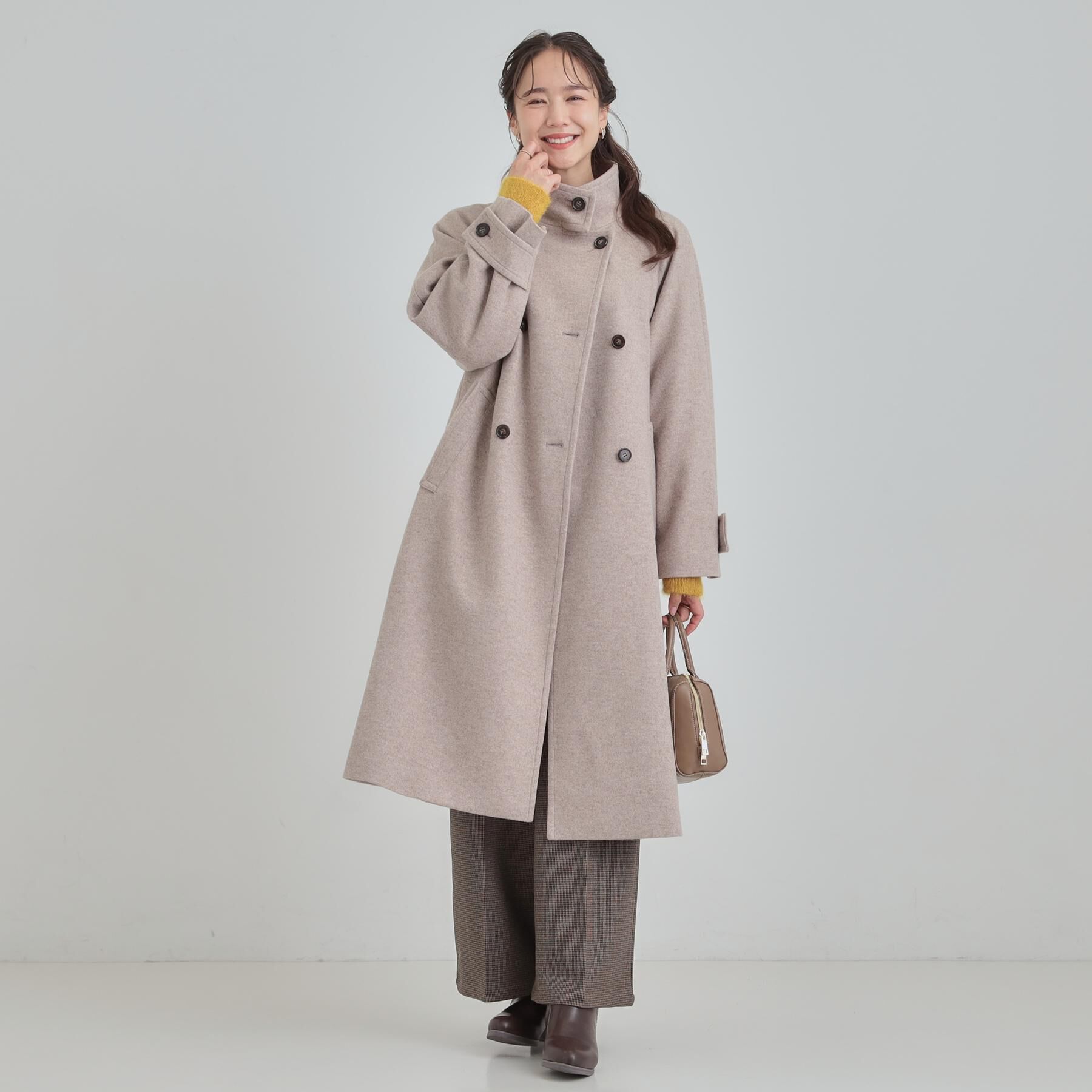 SHOO･LA･RUE「【S-LL】大人のきれいめスタイルに ウール調スタンドロングコート」|その他|