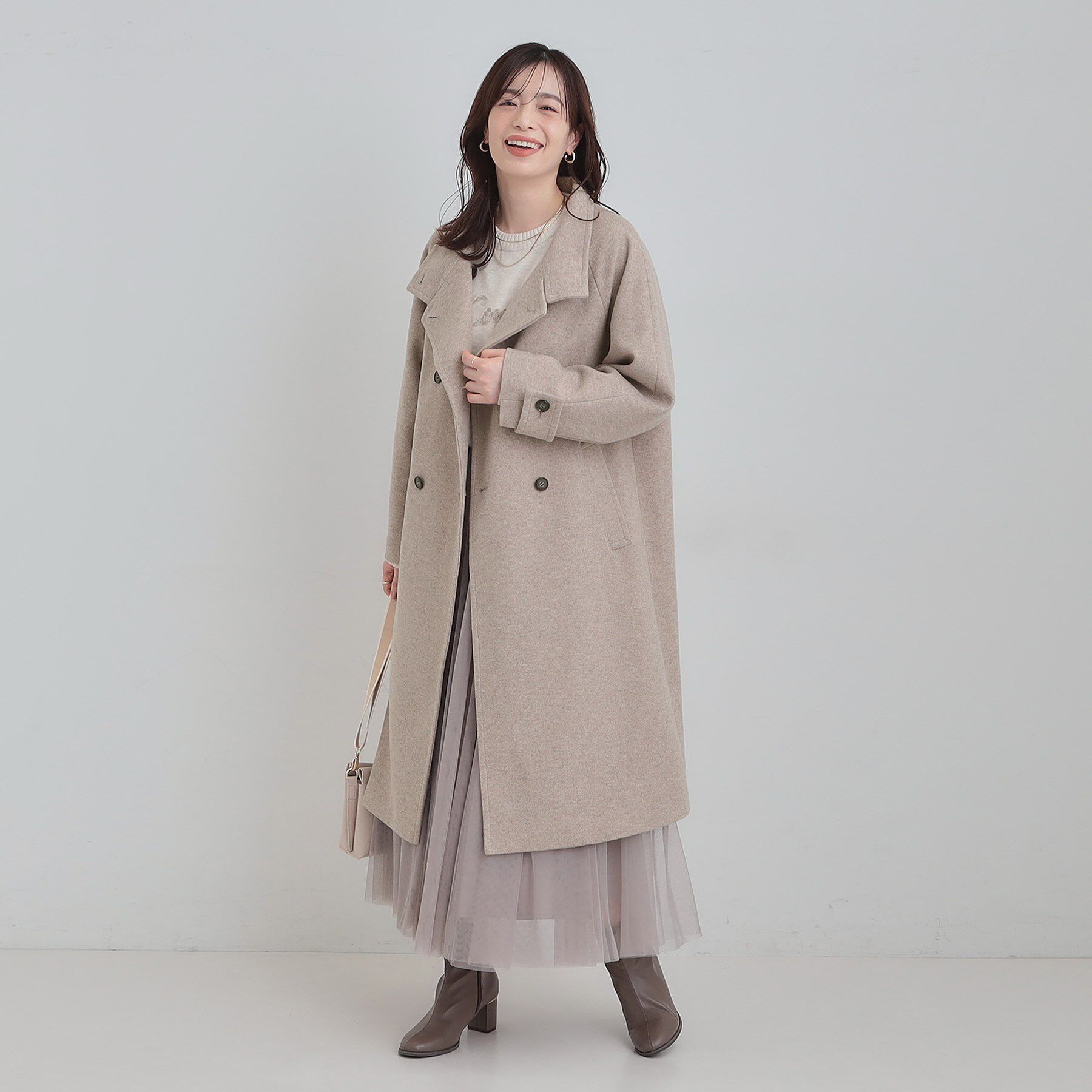 SHOO･LA･RUE「【S-LL】大人のきれいめスタイルに ウール調スタンドロングコート」|その他|