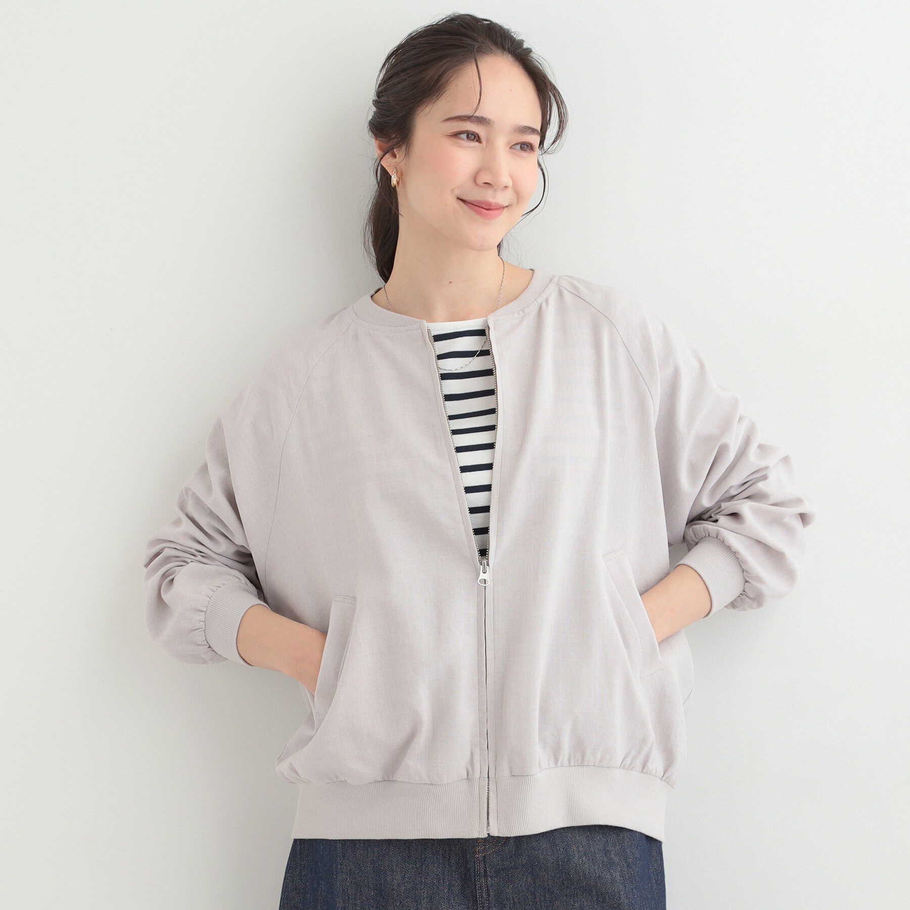 SHOO･LA･RUE「麻調リブブルゾン」|ブルゾン・スタジャン|