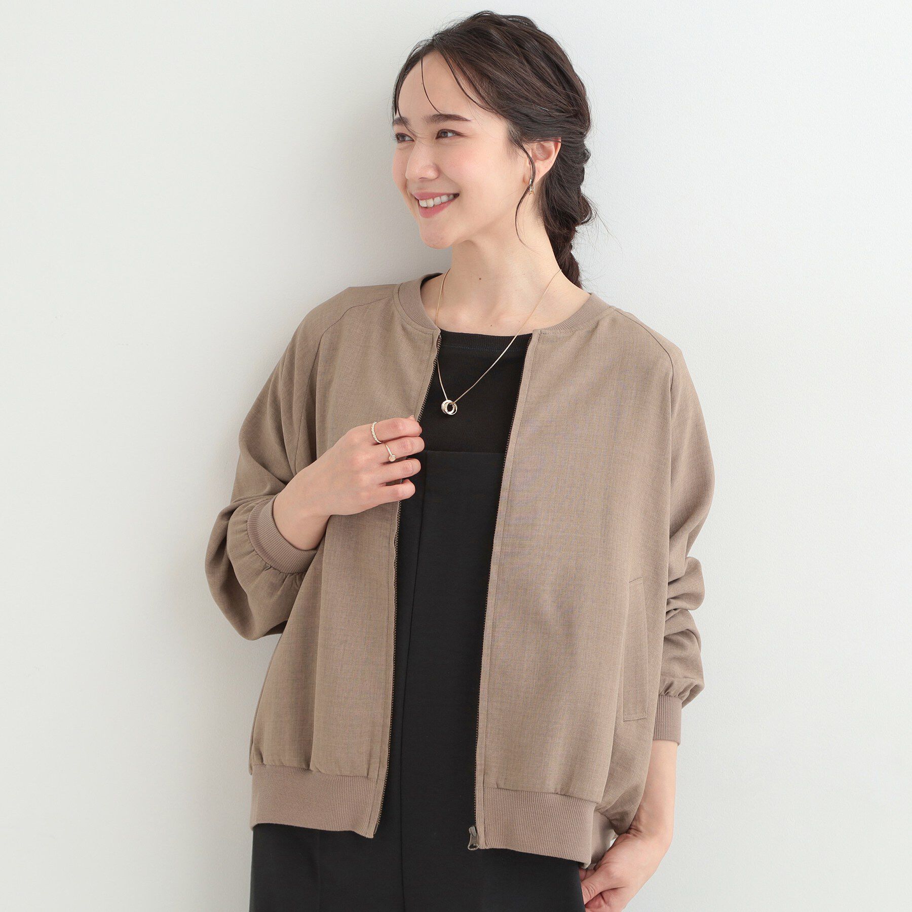 SHOO･LA･RUE「麻調リブブルゾン」|ブルゾン・スタジャン|