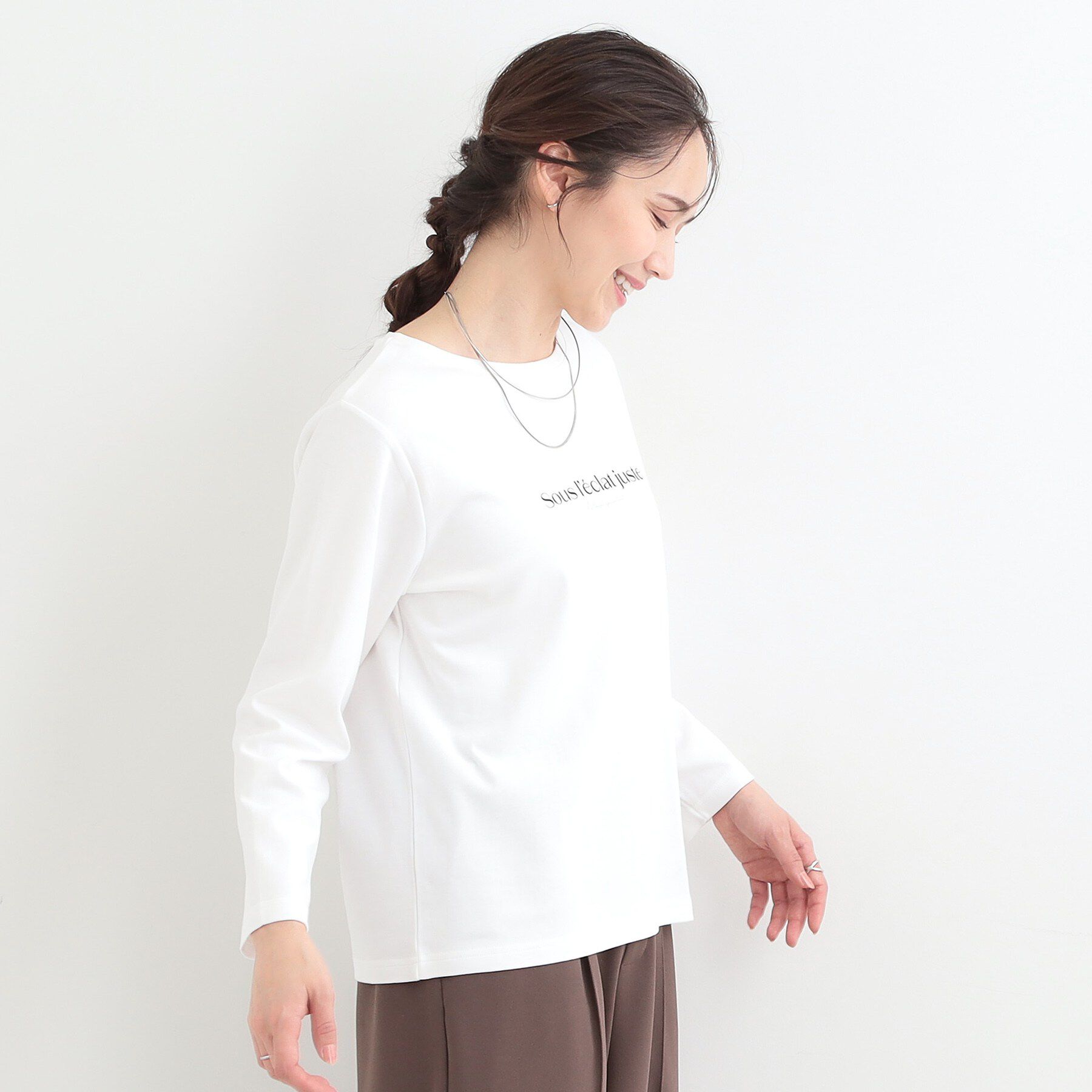 SHOO･LA･RUE「【接触冷感/UVカット/抗菌防臭】スムース ロゴロンT」|Tシャツ・カットソー|