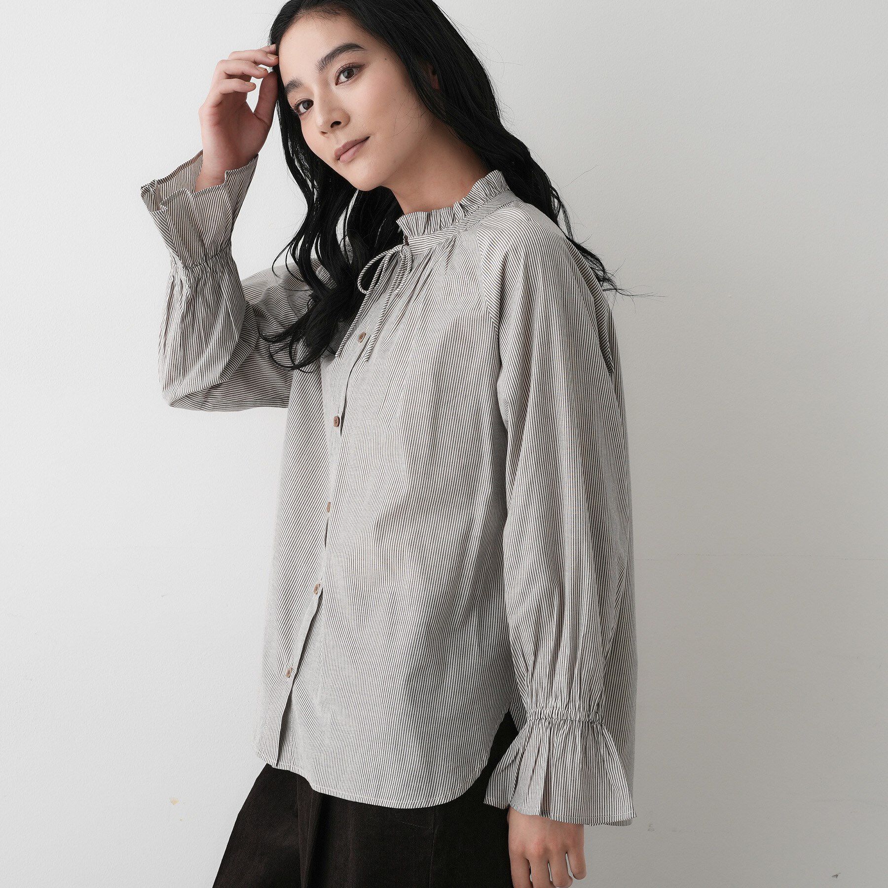 Dessin「【洗える】フリルネックシャツ」|シャツ・ブラウス|