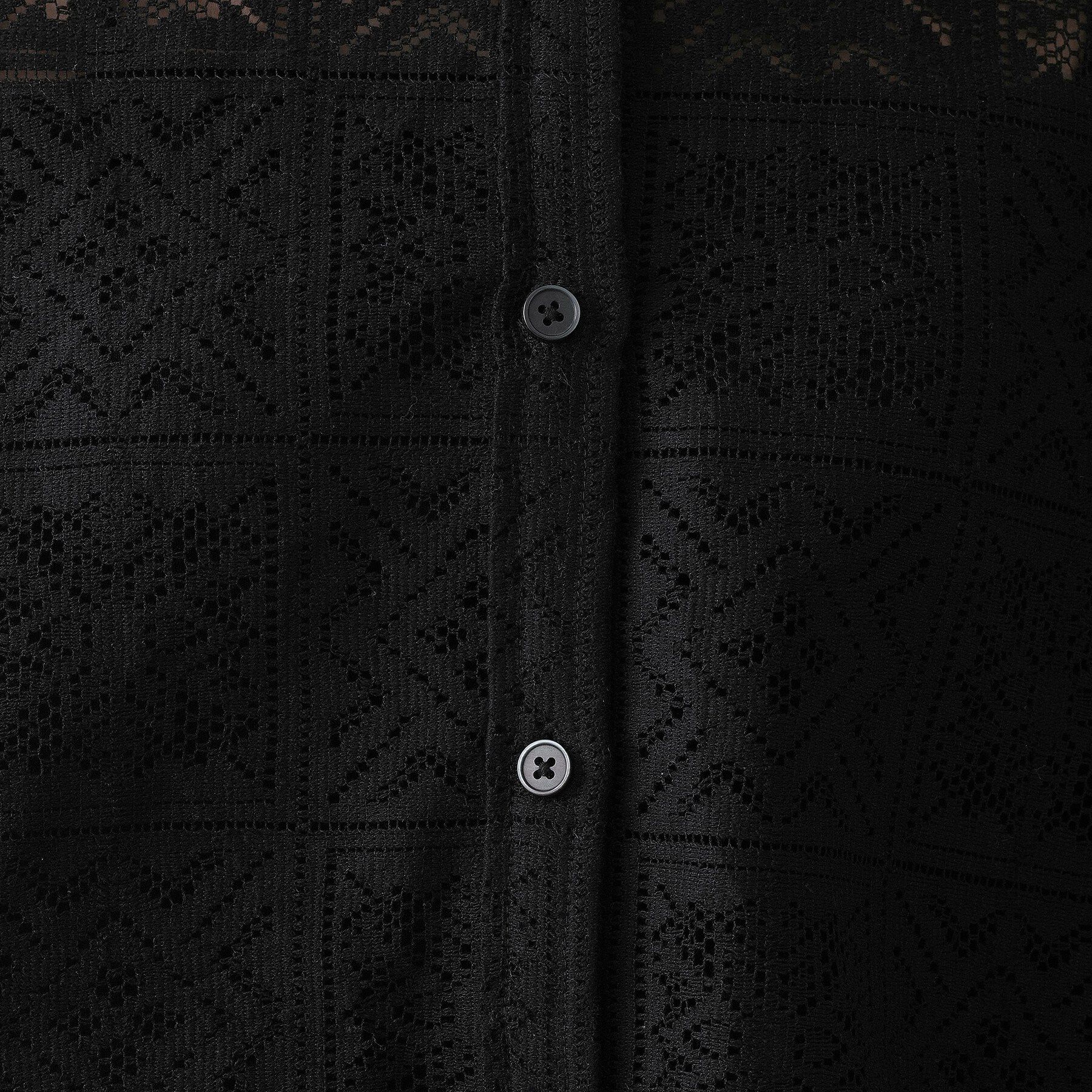 Dessin「【洗える】スクエアレースノーカラーシャツ」|シャツ・ブラウス|