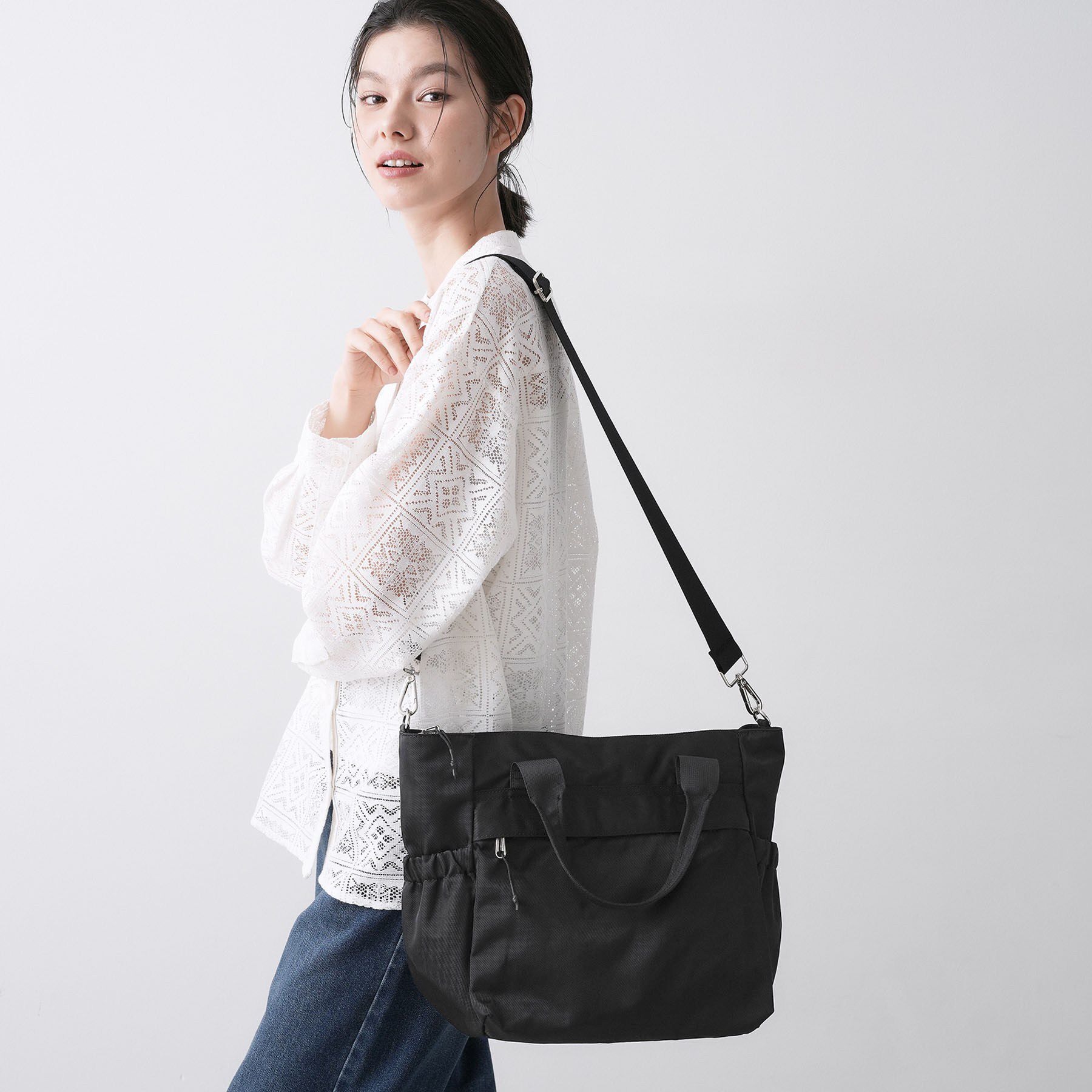 Dessin「【2WAY/多ポケット】ナイロントートバッグ」|トートバッグ|ブラック(019)