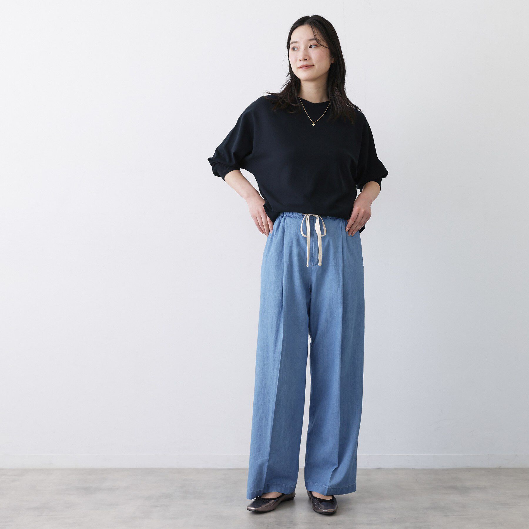 Dessin「【洗える】後ろボタンニットプルオーバー七分袖」|ニット・セーター|