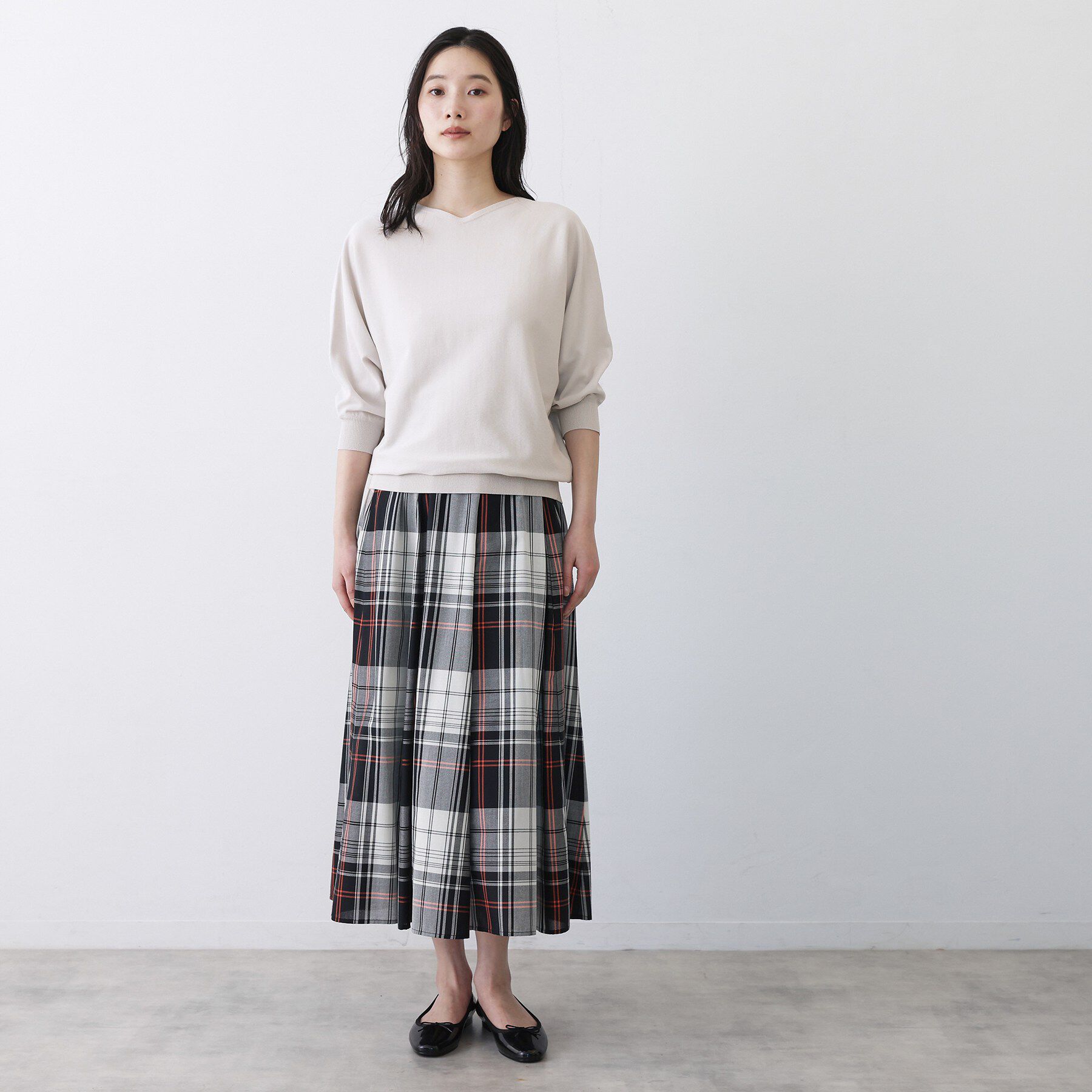 Dessin「【洗える】後ろボタンニットプルオーバー七分袖」|ニット・セーター|