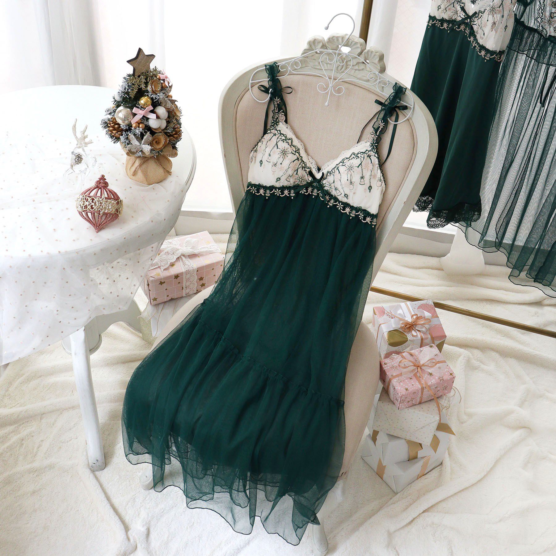 Risa Magli「【ルビー】 カップ付マキシワンピース」|インナー|グリーン(022)