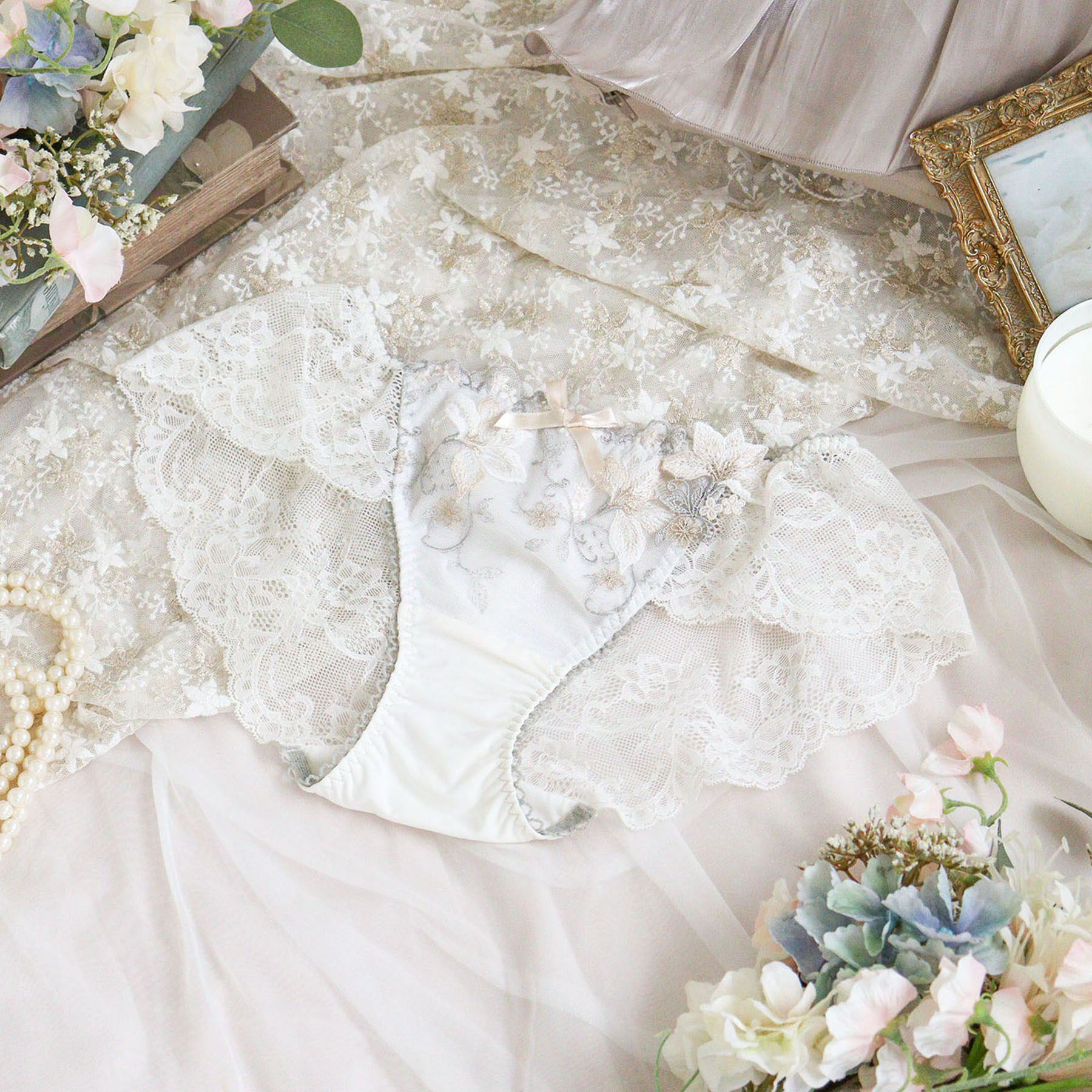 Risa Magli「フルーリ レースショーツ」|インナー|アイボリー(004)