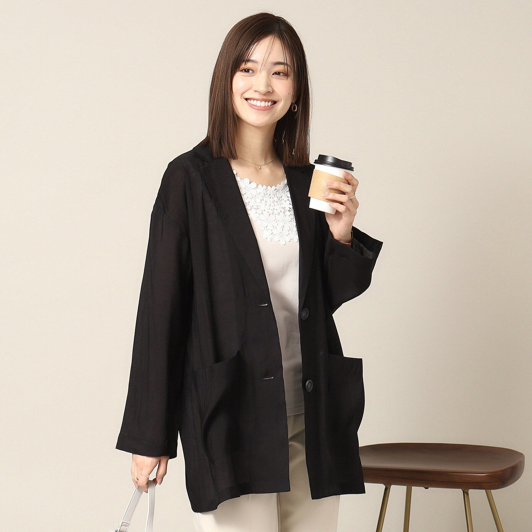 ITS&rsquo;DEMO「【手洗い可】シアージャケット」|テーラードジャケット|ブラック(019)