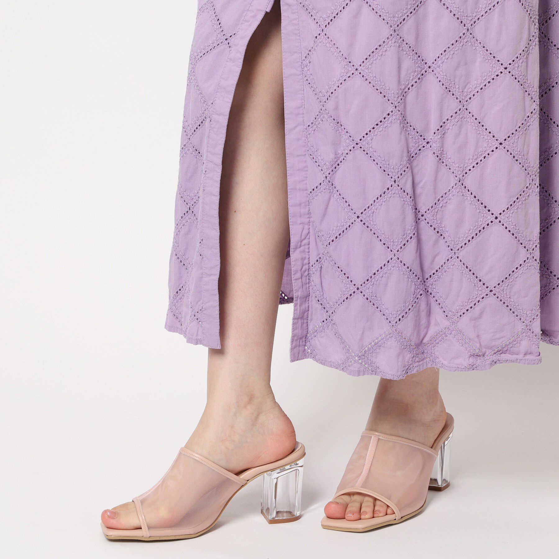 ESPERANZA「チュールメッシュクリアヒールミュール」|サンダル|