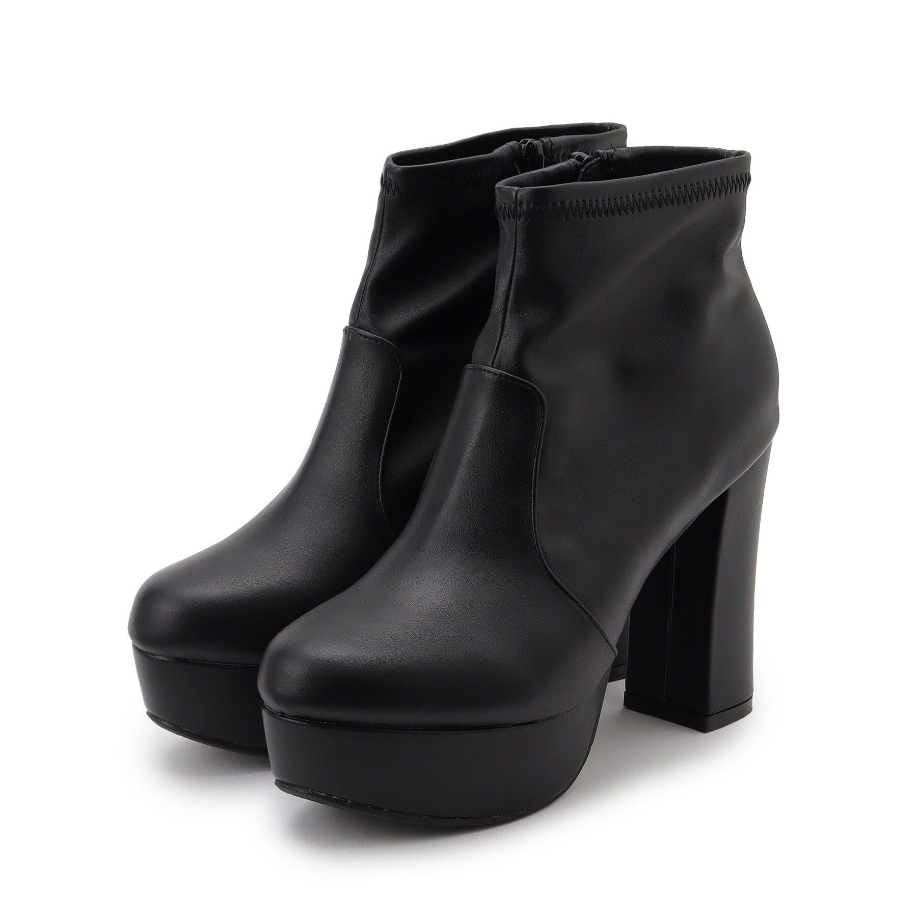 csT&P「厚底ストレッチブーツ」|ショートブーツ|ブラック(019)