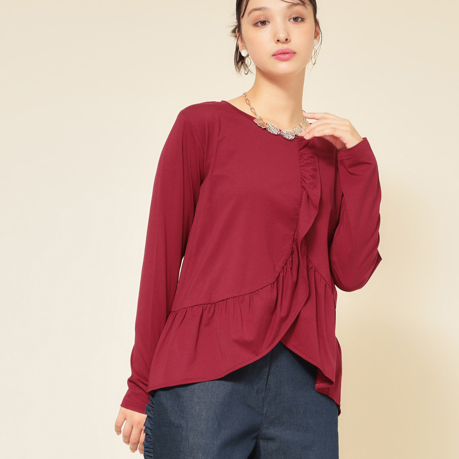 SunaUna「【フリルペプラム】チュニックカットソー」|Tシャツ・カットソー|