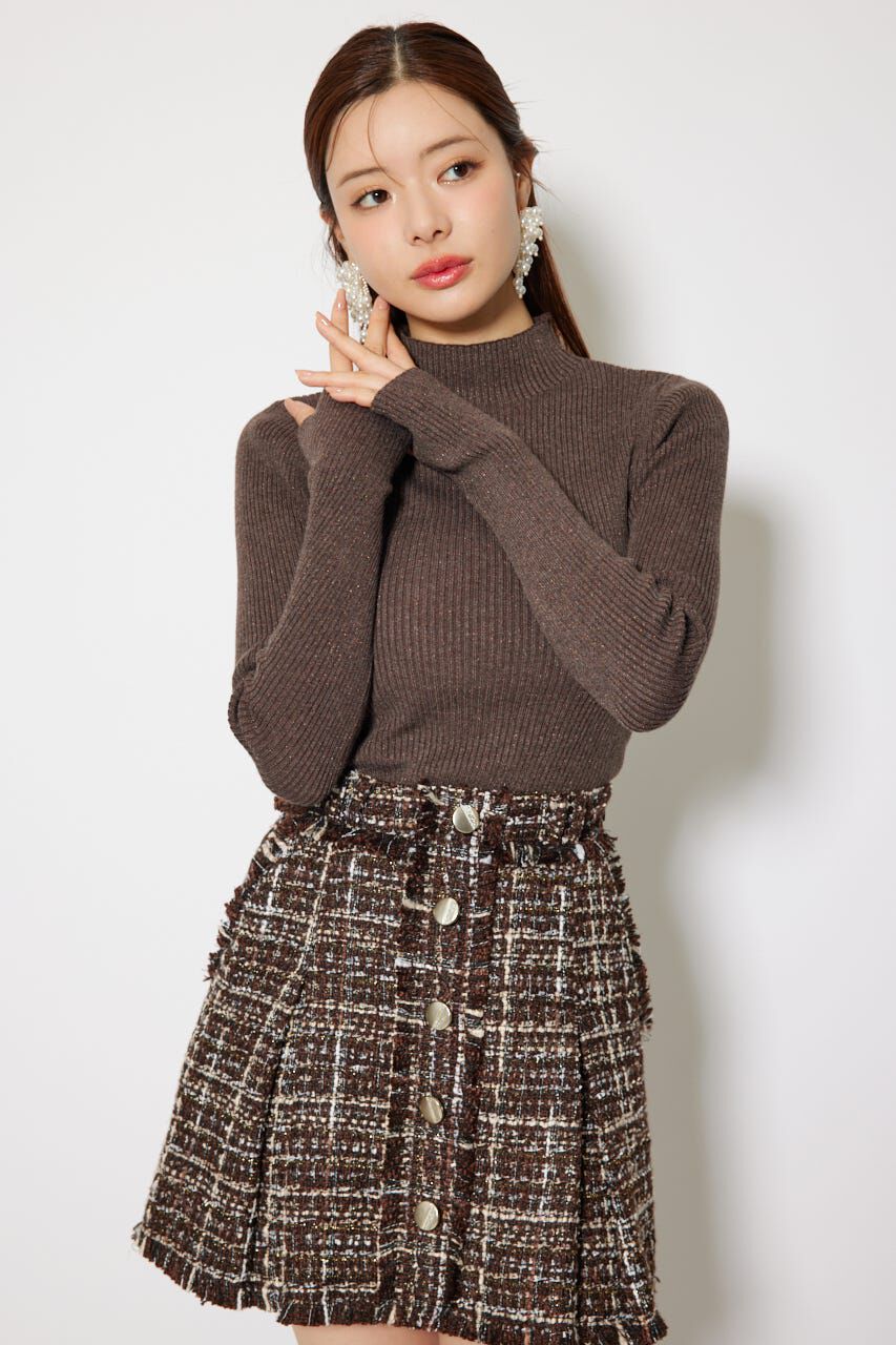 rienda「サムホール付きウォッシャブルハイネックニットトップス」|ニット・セーター|