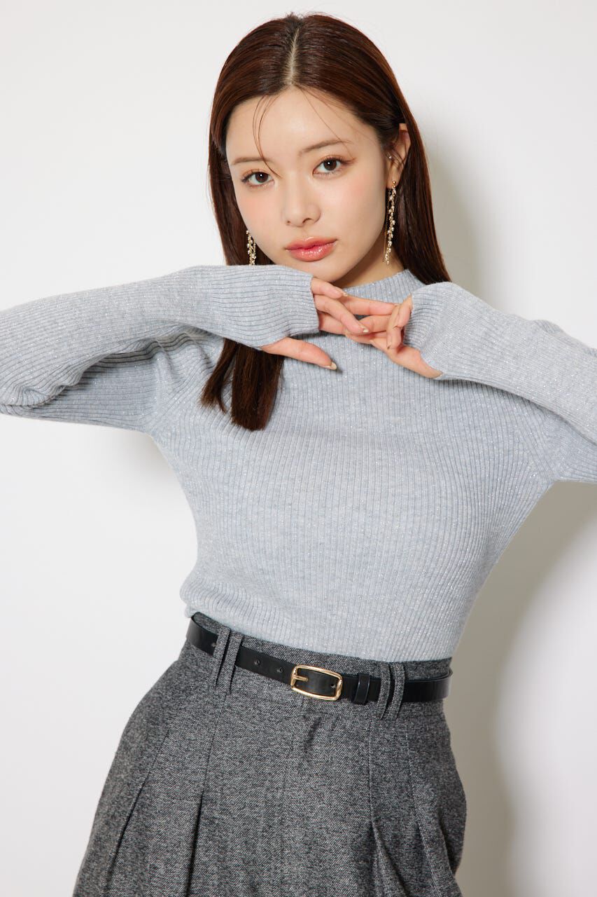 rienda「サムホール付きウォッシャブルハイネックニットトップス」|ニット・セーター|