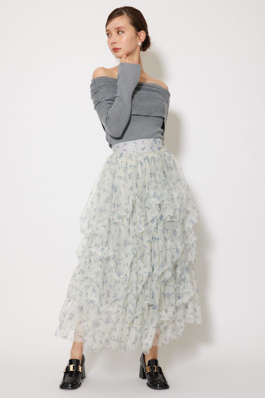 rienda「オフショルギャザーニットトップス」|ニット・セーター|