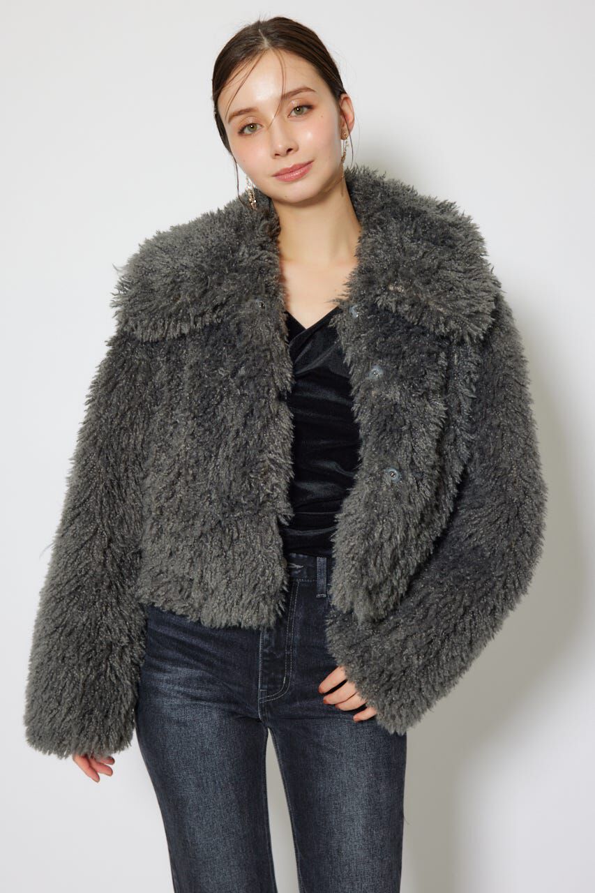 rienda「ショート丈フェイクプードルファーブルゾン」|ブルゾン・スタジャン|