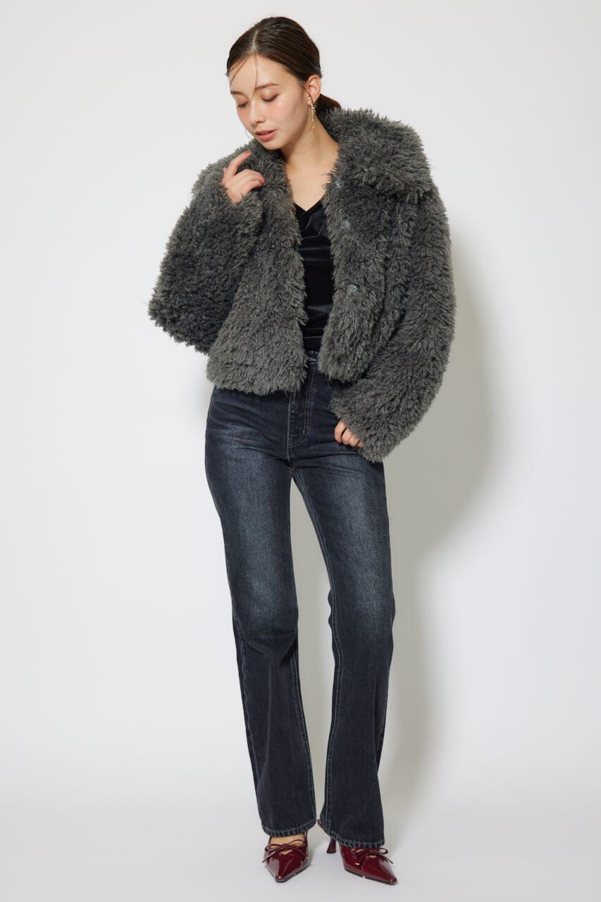 rienda「ショート丈フェイクプードルファーブルゾン」|ブルゾン・スタジャン|