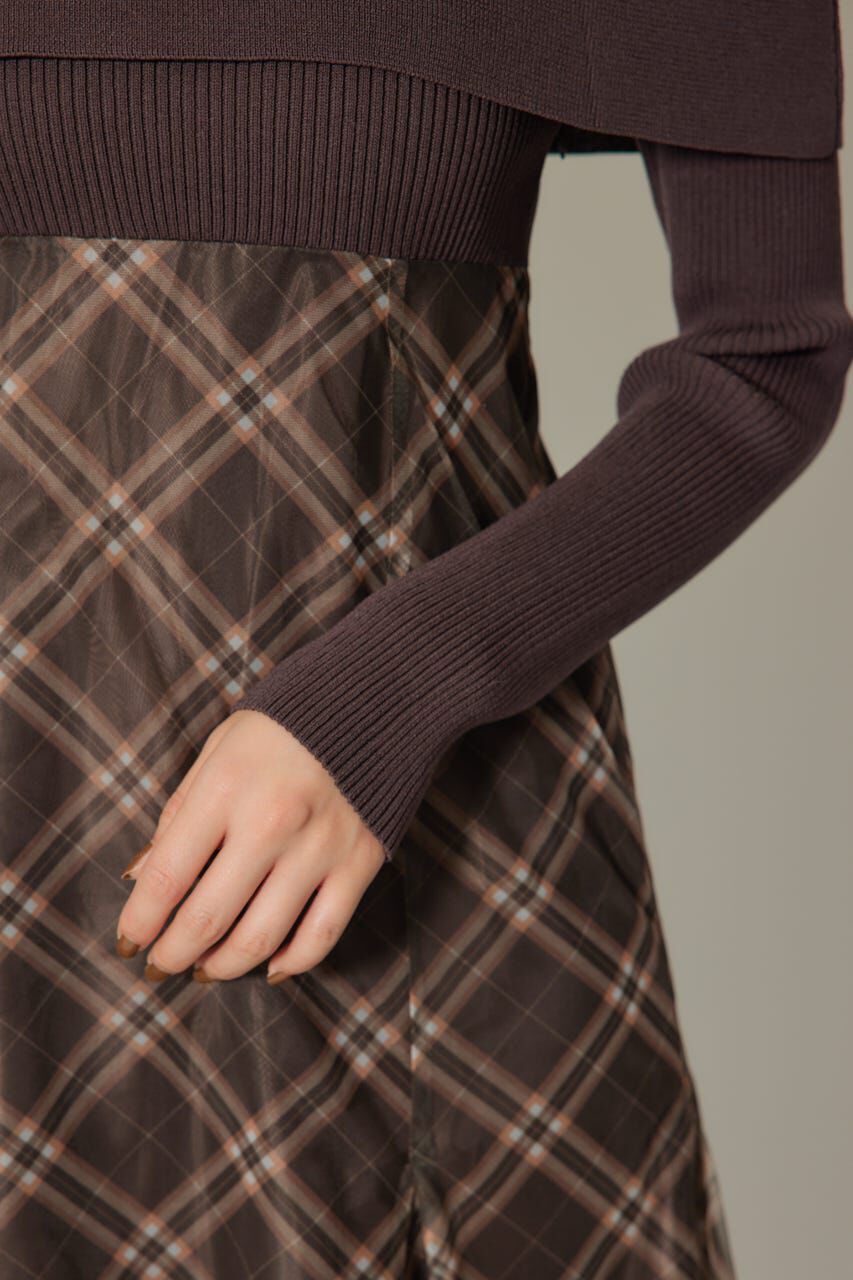 rienda「ドッキングオフショルニットフレアワンピース」|ワンピース|