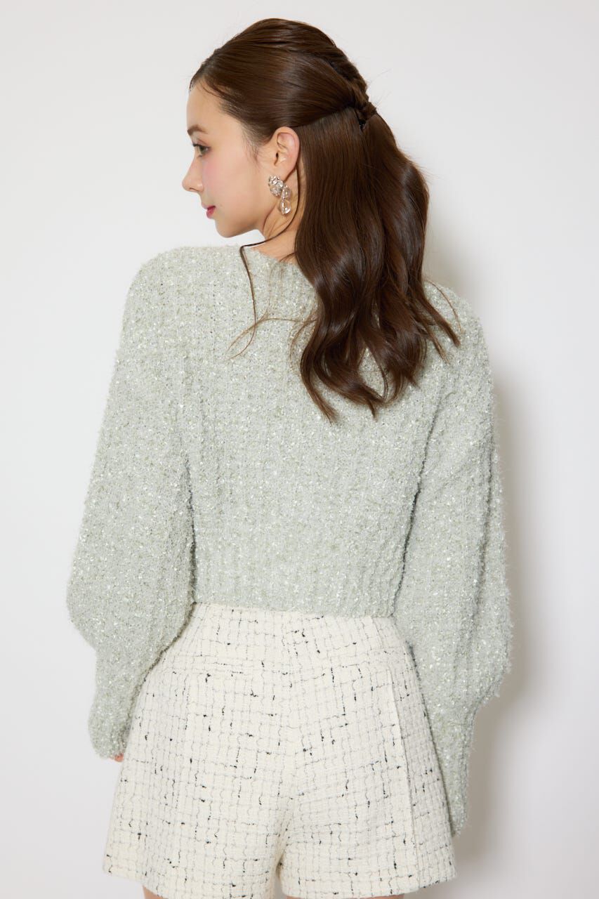 rienda「デザインボタンオフショルニットカーディガントップス」|ニット・セーター|