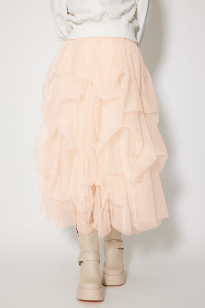 rienda「ランダムタックチュールスカート」|スカート|PNK