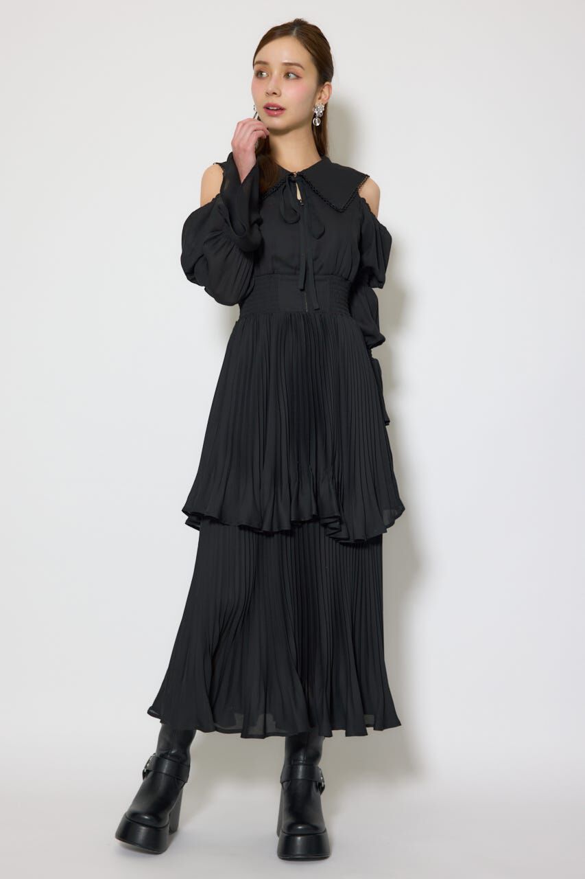 rienda「BIGカラープリーツフレアワンピース」|ワンピース|