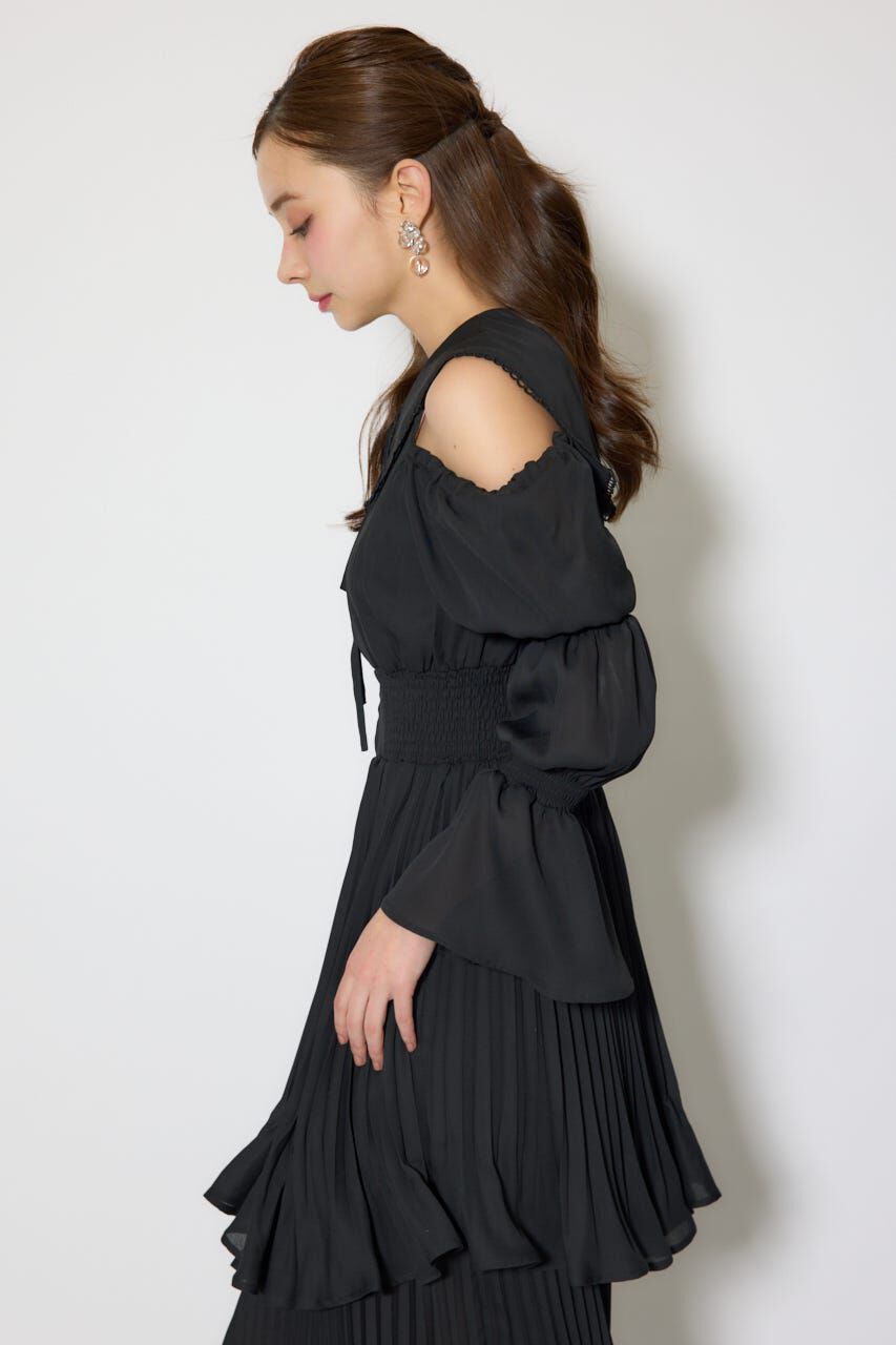 rienda「BIGカラープリーツフレアワンピース」|ワンピース|