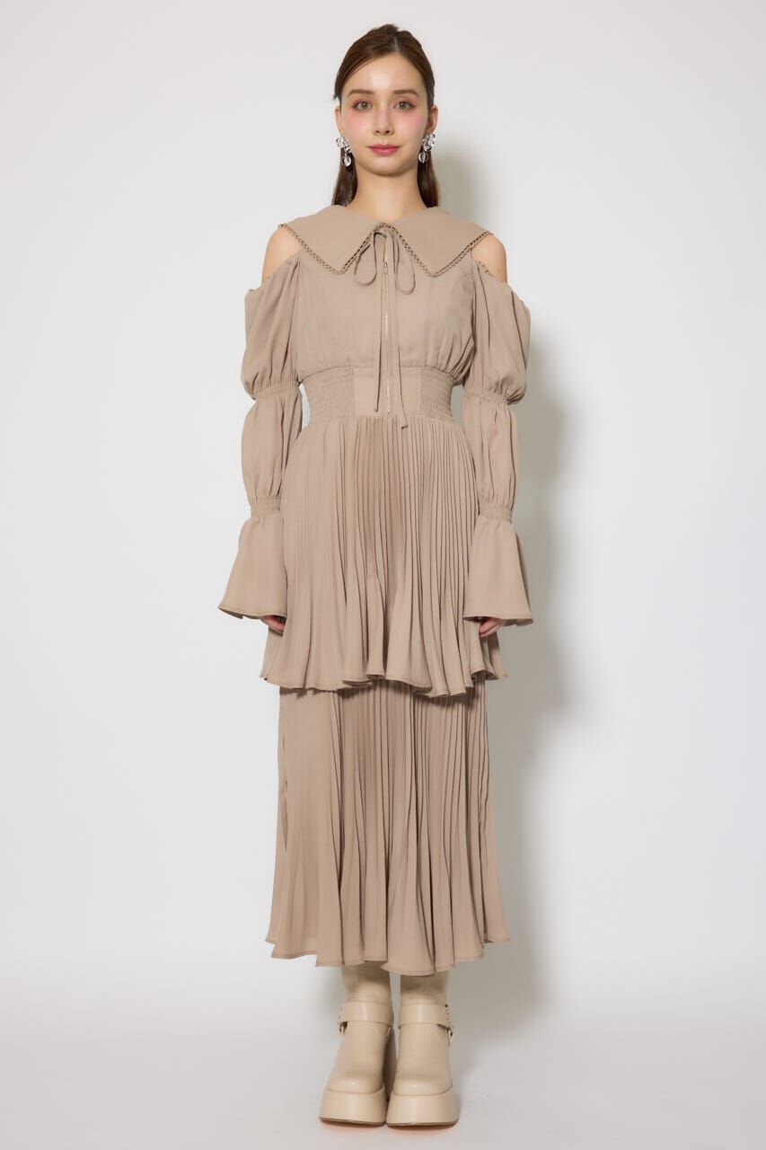 rienda「BIGカラープリーツフレアワンピース」|ワンピース|