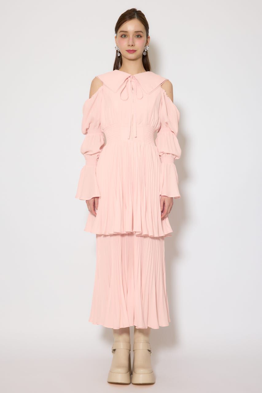 rienda「BIGカラープリーツフレアワンピース」|ワンピース|