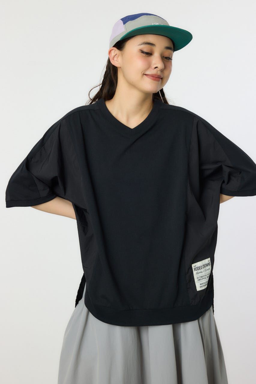 RODEO CROWNS「ドッキング切替ドルマントップス」|Tシャツ・カットソー|BLK