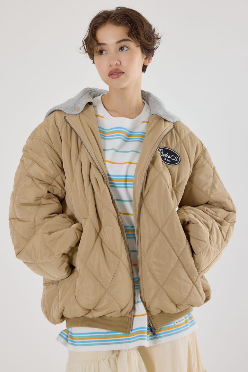 RODEO CROWNS「キルティングフードブルゾン」|ブルゾン・スタジャン|BEG