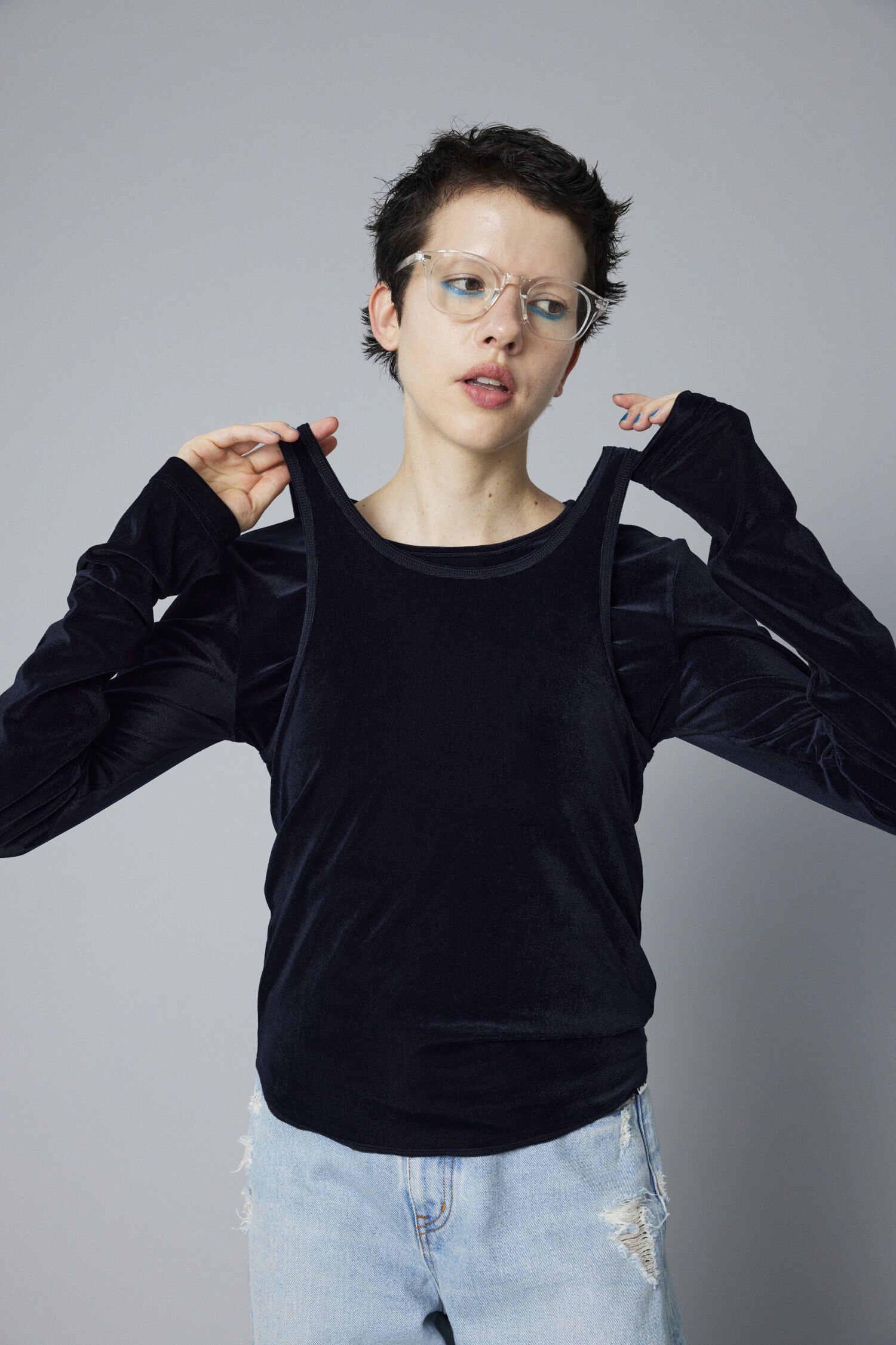 HeRIN.CYE「Velour tank top」|タンクトップ|NVY