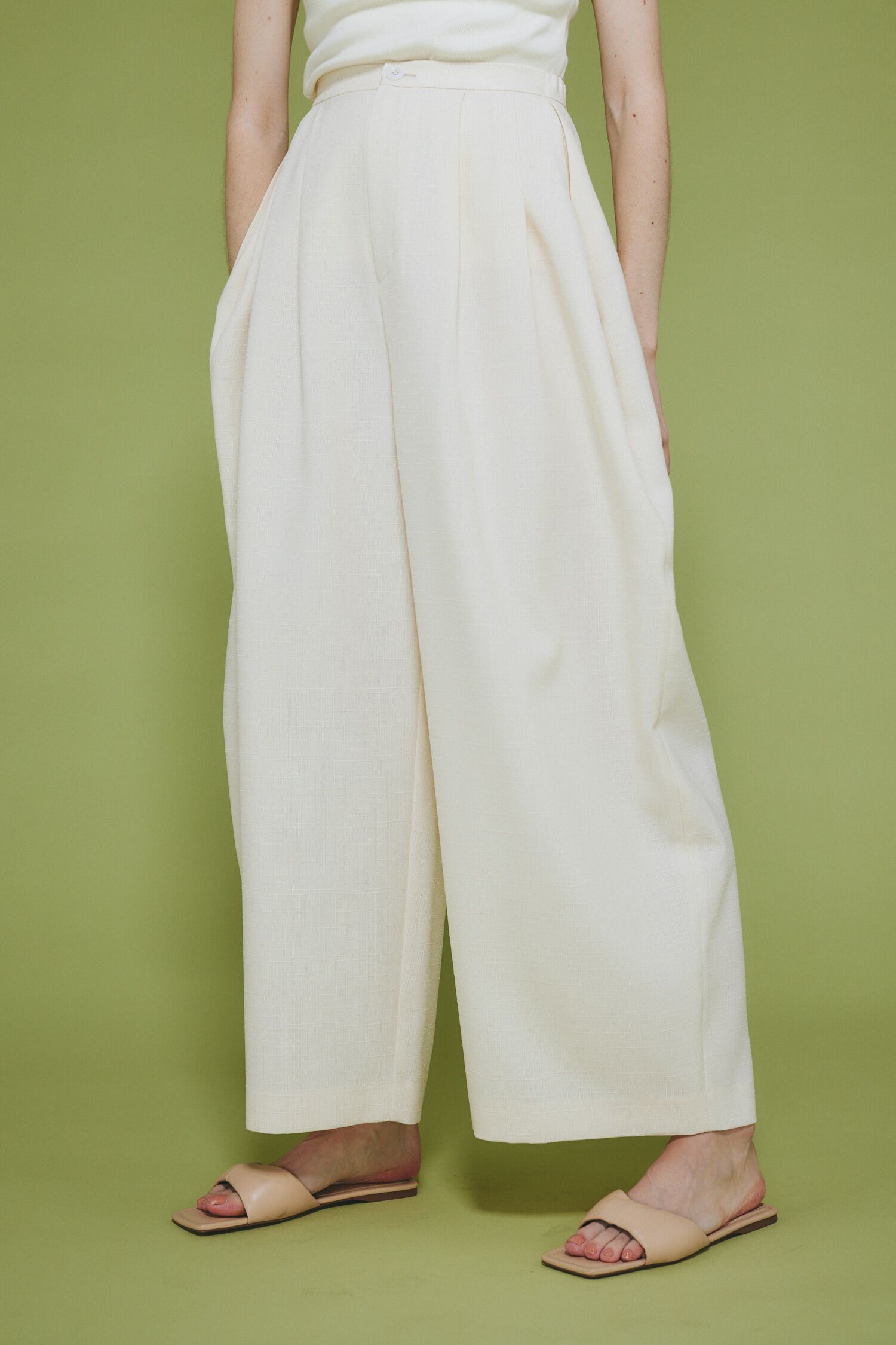 HeRIN.CYE「Many tuck pants」|その他|O/WHT1