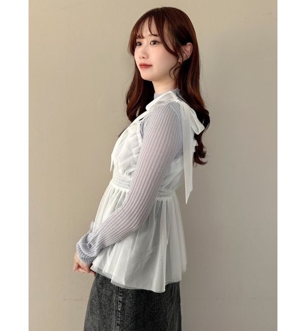 dazzlin「ハイネックミニスパンコールシアーニット」|ニット・セーター|