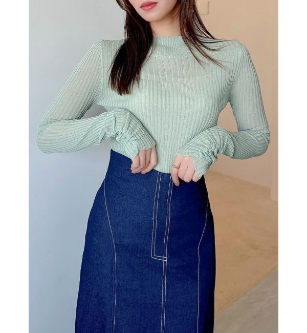 dazzlin「ハイネックミニスパンコールシアーニット」|ニット・セーター|