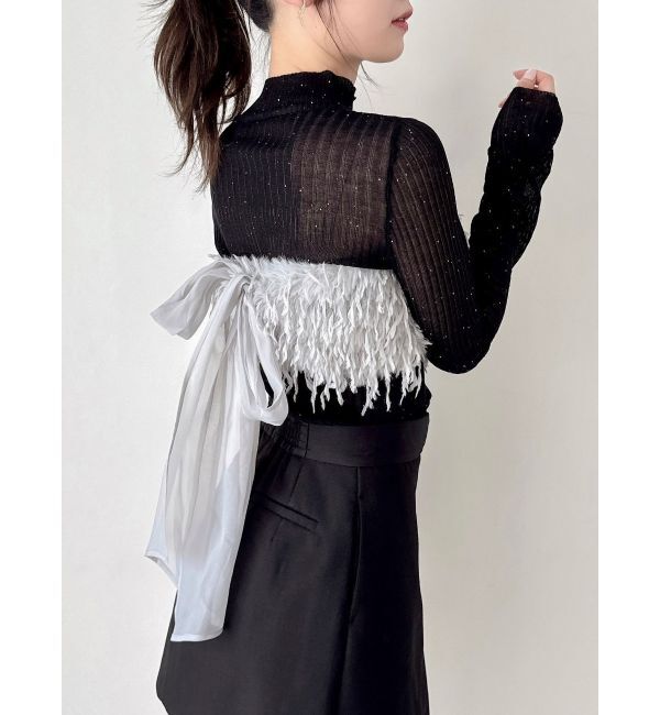 dazzlin「ハイネックミニスパンコールシアーニット」|ニット・セーター|