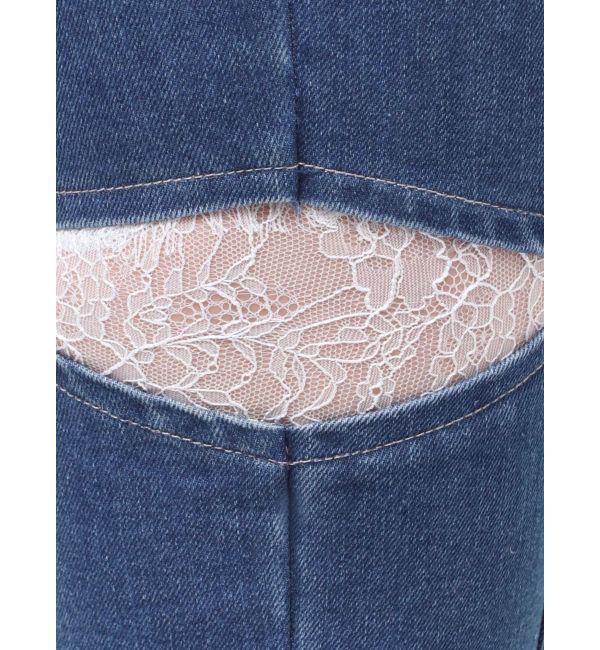 MERCURYDUO「レーストリミングカットアウトデニムパンツ」|デニム|