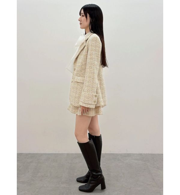 MERCURYDUO「【セットアップ着用可】フィットアンドフレアツイードジャケット」|テーラードジャケット|