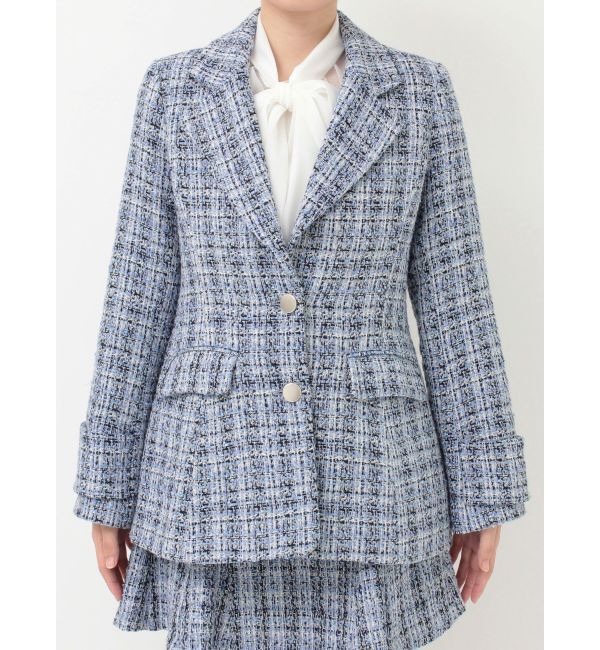 MERCURYDUO「【セットアップ着用可】フィットアンドフレアツイードジャケット」|テーラードジャケット|