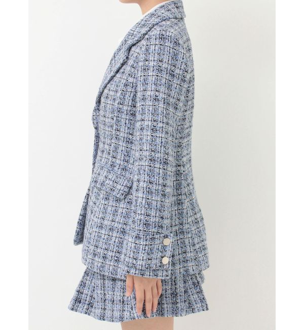MERCURYDUO「【セットアップ着用可】フィットアンドフレアツイードジャケット」|テーラードジャケット|
