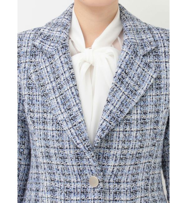 MERCURYDUO「【セットアップ着用可】フィットアンドフレアツイードジャケット」|テーラードジャケット|