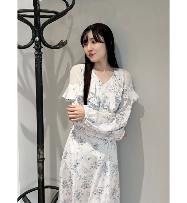 MERCURYDUO「ラッフルカラーパターンワンピース」|ワンピース|