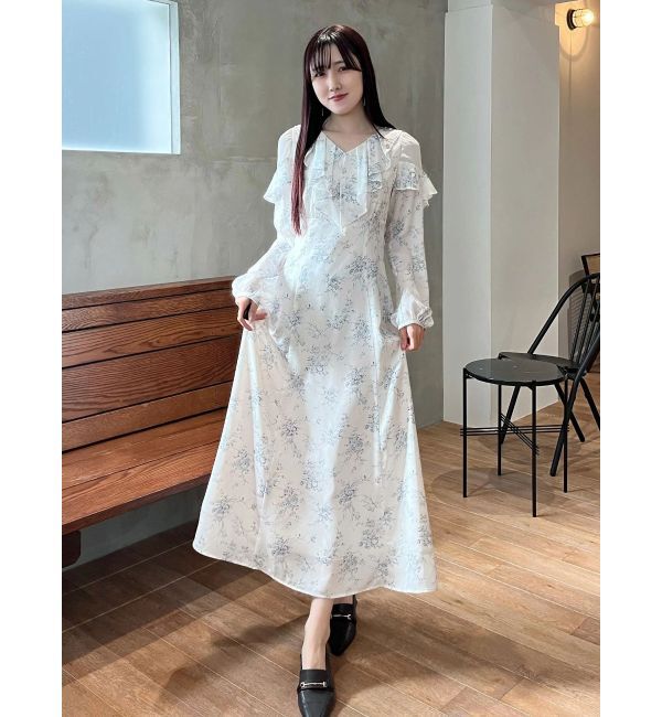 MERCURYDUO「ラッフルカラーパターンワンピース」|ワンピース|