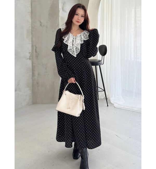 MERCURYDUO「ラッフルカラーパターンワンピース」|ワンピース|