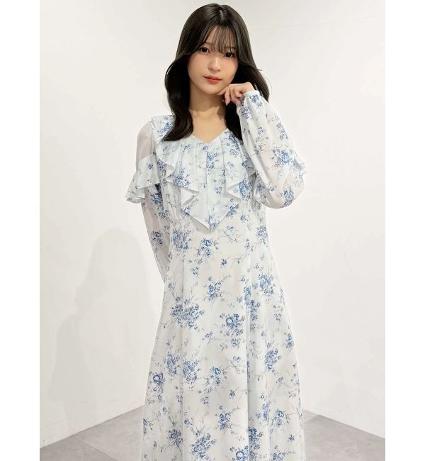 MERCURYDUO「ラッフルカラーパターンワンピース」|ワンピース|